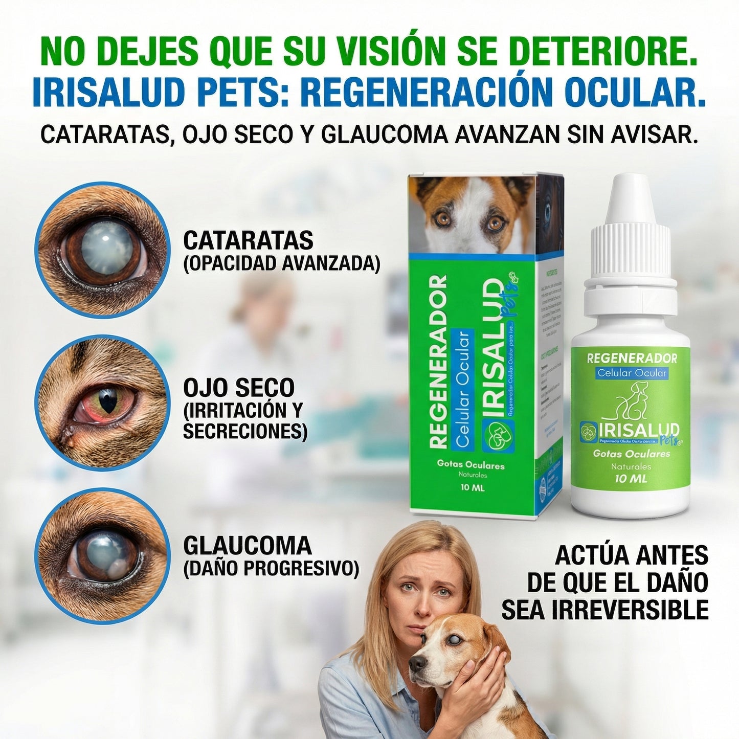 Irisalud Pets Regenerador Celular Ocular | Tratamiento condiciones visuales Perros , Gatos y Aves.